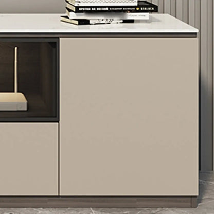 Meuble TV long en pierre gris foncé 94 avec éclairage LED