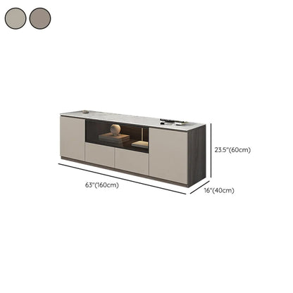 Meuble TV long en pierre gris foncé 94 avec éclairage LED