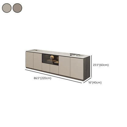 Meuble TV long en pierre gris foncé 94 avec éclairage LED