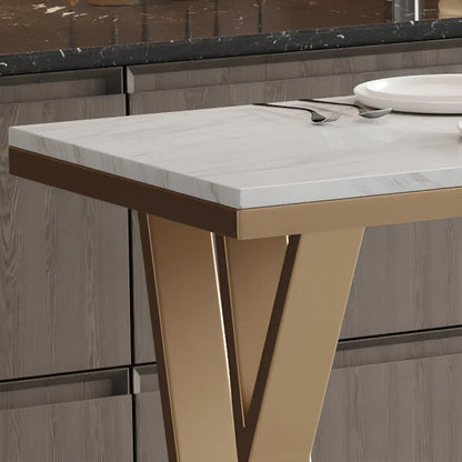 Tables de bar glamour en métal doré avec plateau en faux marbre