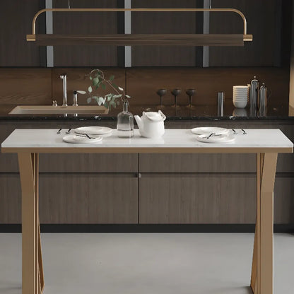 Tables de bar glamour en métal doré avec plateau en faux marbre