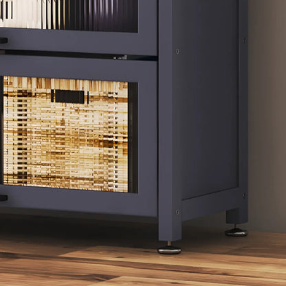 Bibliothèque de rangement étroite en bois gris à 5 niveaux avec portes