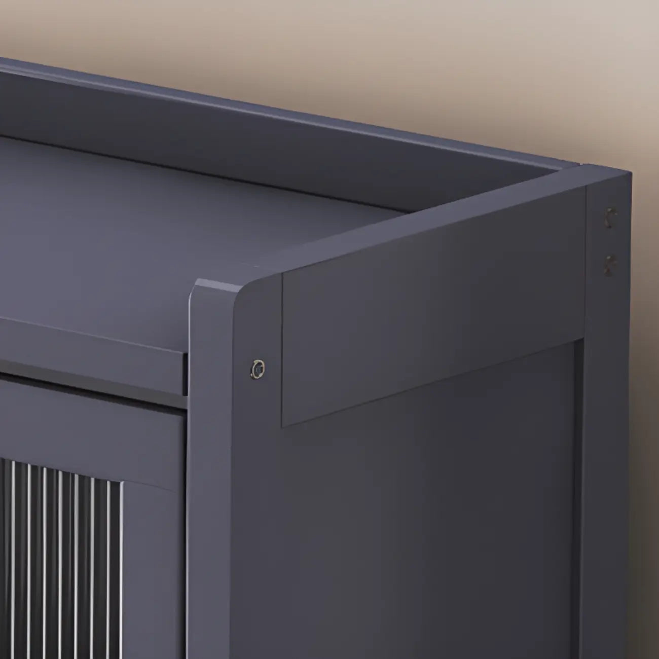 Bibliothèque de rangement étroite en bois gris à 5 niveaux avec portes