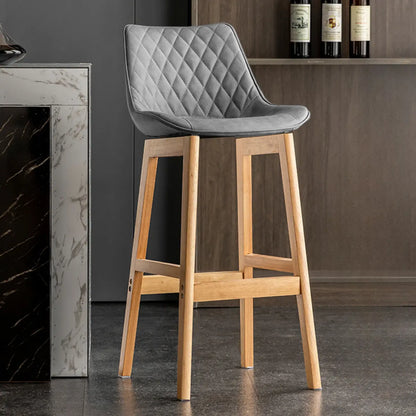 Tabourets de bar modernes du milieu du siècle en similicuir avec pieds en bois