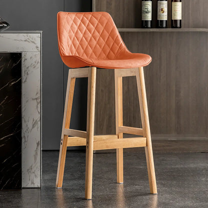 Tabourets de bar modernes du milieu du siècle en similicuir avec pieds en bois