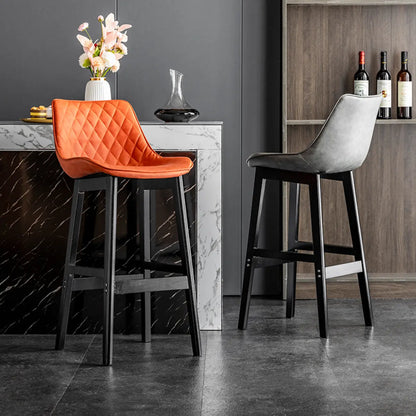Tabourets de bar modernes du milieu du siècle en similicuir avec pieds en bois