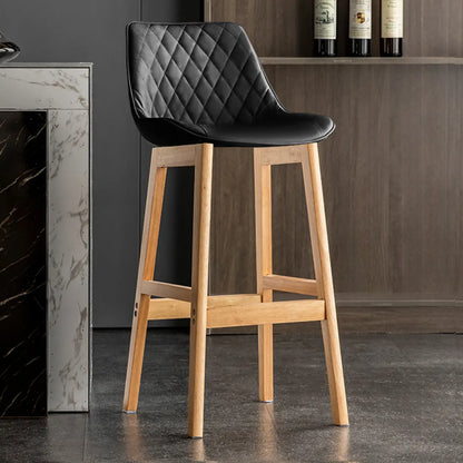 Tabourets de bar modernes du milieu du siècle en similicuir avec pieds en bois