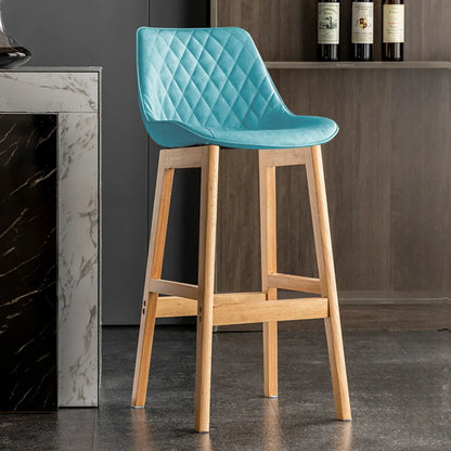 Tabourets de bar modernes du milieu du siècle en similicuir avec pieds en bois