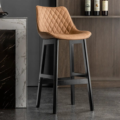Tabourets de bar modernes du milieu du siècle en similicuir avec pieds en bois