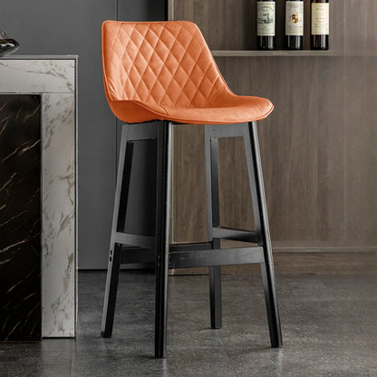 Tabourets de bar modernes du milieu du siècle en similicuir avec pieds en bois