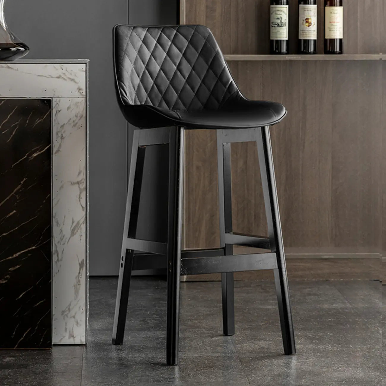 Tabourets de bar modernes du milieu du siècle en similicuir avec pieds en bois