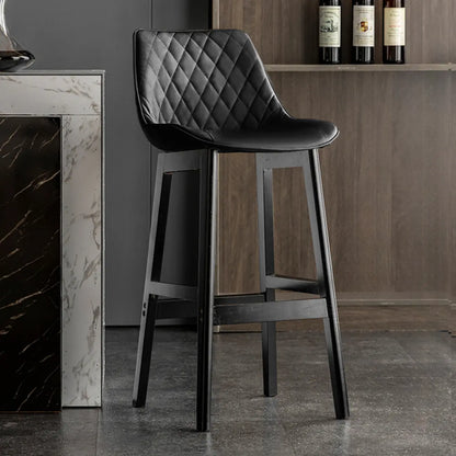 Tabourets de bar modernes du milieu du siècle en similicuir avec pieds en bois