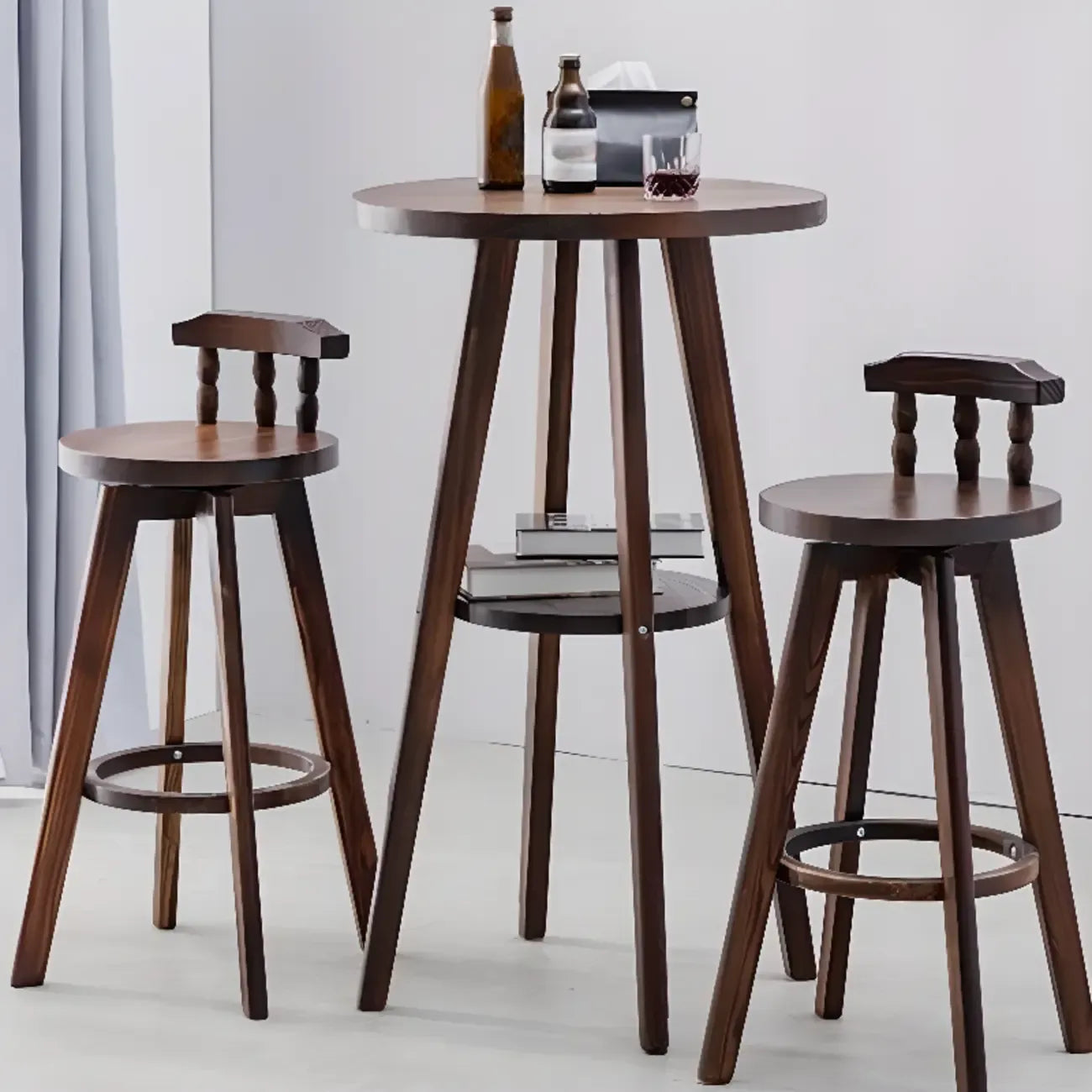 Tables de support d'étagères en bois brun scandinave