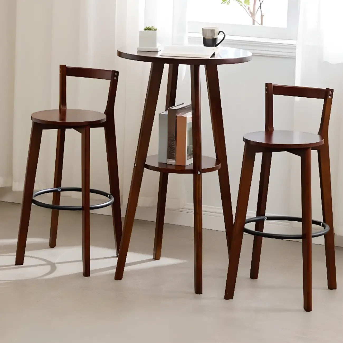 Tables de support d'étagères en bois brun scandinave