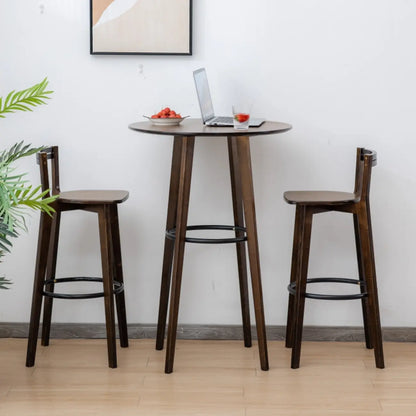Tables de bar rondes en bois brun à pieds hauts