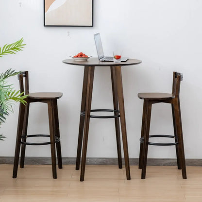 Tables de bar rondes en bois brun à pieds hauts
