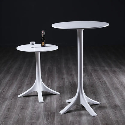 Tables de bar rondes blanches à plateau fixe en synthétique tendance