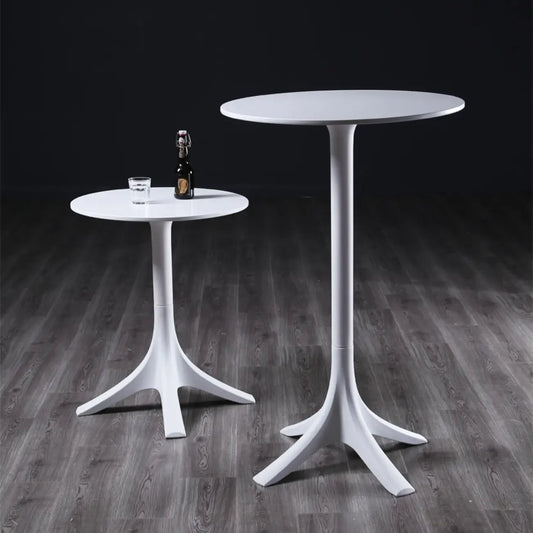 Tables de bar rondes blanches à plateau fixe en synthétique tendance