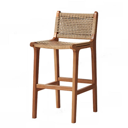 Tabouret de bar scandinave en bois et rotin