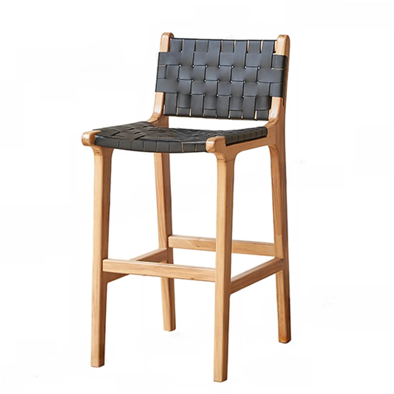 Tabouret de bar scandinave en bois et rotin