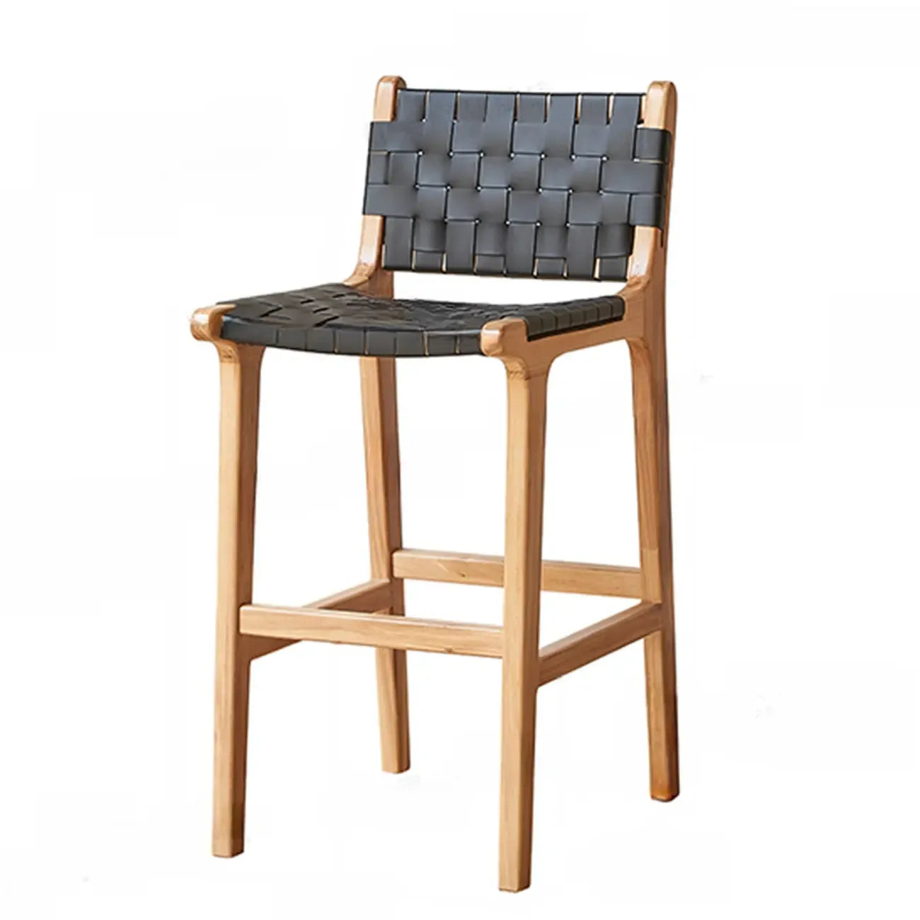 Tabouret de bar scandinave en bois et rotin