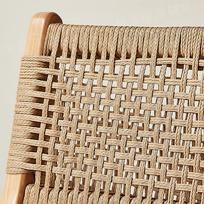 Tabouret de bar scandinave en bois et rotin