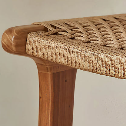 Tabouret de bar scandinave en bois et rotin