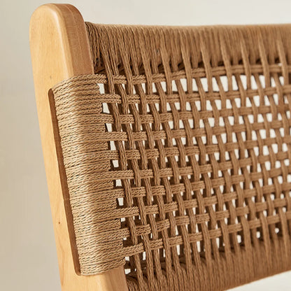 Tabouret de bar scandinave en bois et rotin