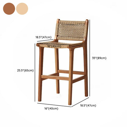 Tabouret de bar scandinave en bois et rotin