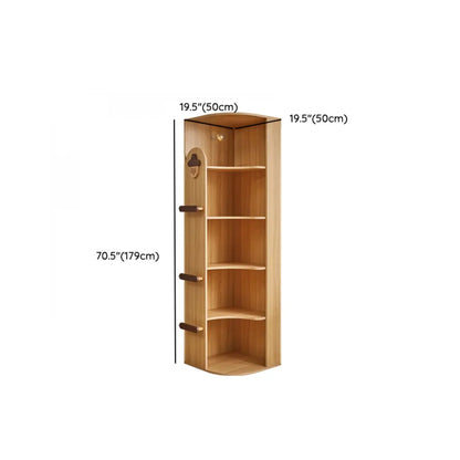 Bibliothèque d'angle ouverte étroite à 5 niveaux en bois brun noyer