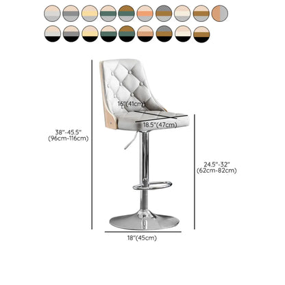 Tabouret de bar moderne réglable en cuir capitonné avec dossier haut