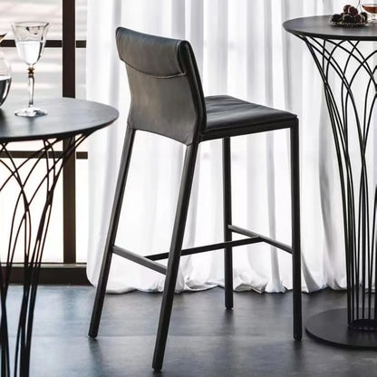 Tabourets de bar modernes à tréteaux à 4 pieds avec repose-pieds et dossier bas