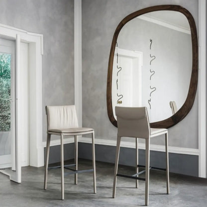 Tabourets de bar modernes à tréteaux à 4 pieds avec repose-pieds et dossier bas