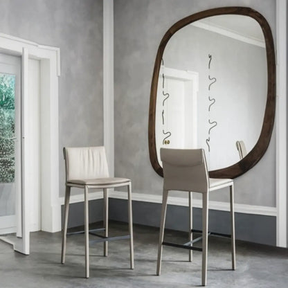 Tabourets de bar modernes à tréteaux à 4 pieds avec repose-pieds et dossier bas