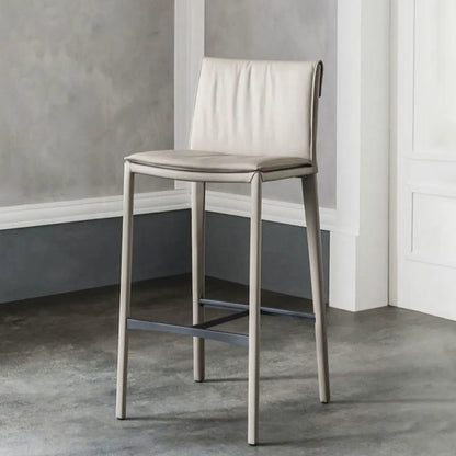 Tabourets de bar modernes à tréteaux à 4 pieds avec repose-pieds et dossier bas