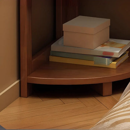 Bibliothèque d'angle étroite à 4 niveaux en bois brun noisette