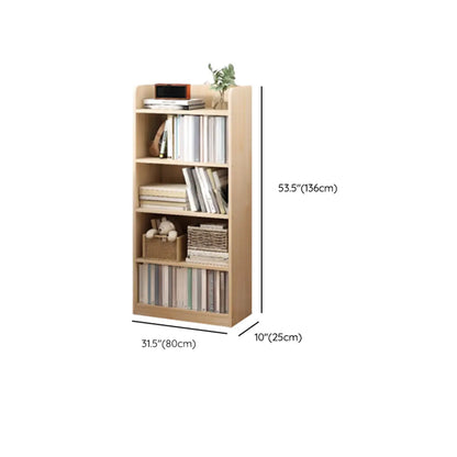 Bibliothèque rectangulaire naturelle à plusieurs niveaux en bois avec dos ouvert