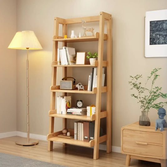 Bibliothèque échelle rectangulaire scandinave en bois à 5 niveaux