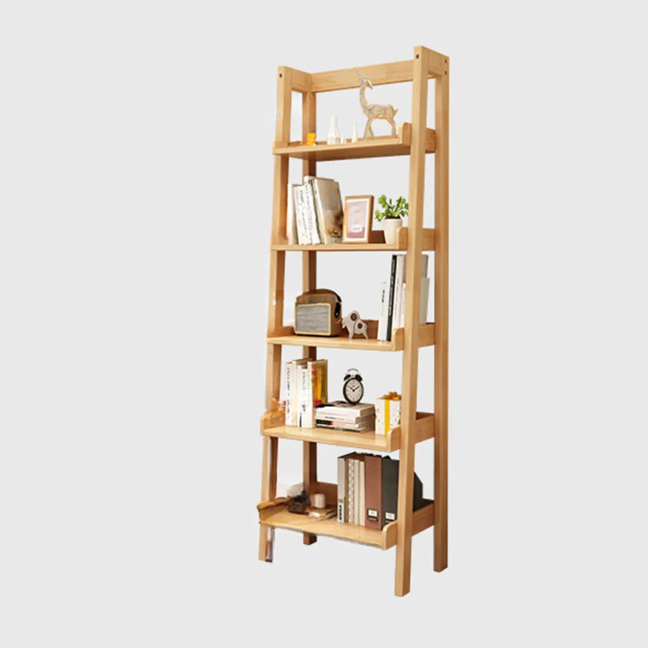 Bibliothèque échelle rectangulaire scandinave en bois à 5 niveaux