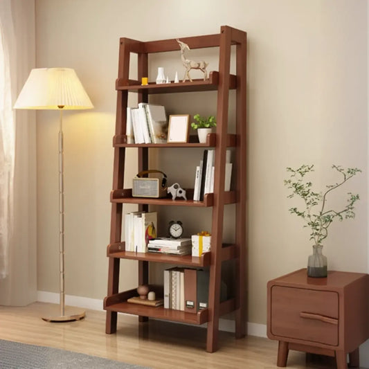 Bibliothèque échelle rectangulaire scandinave en bois à 5 niveaux