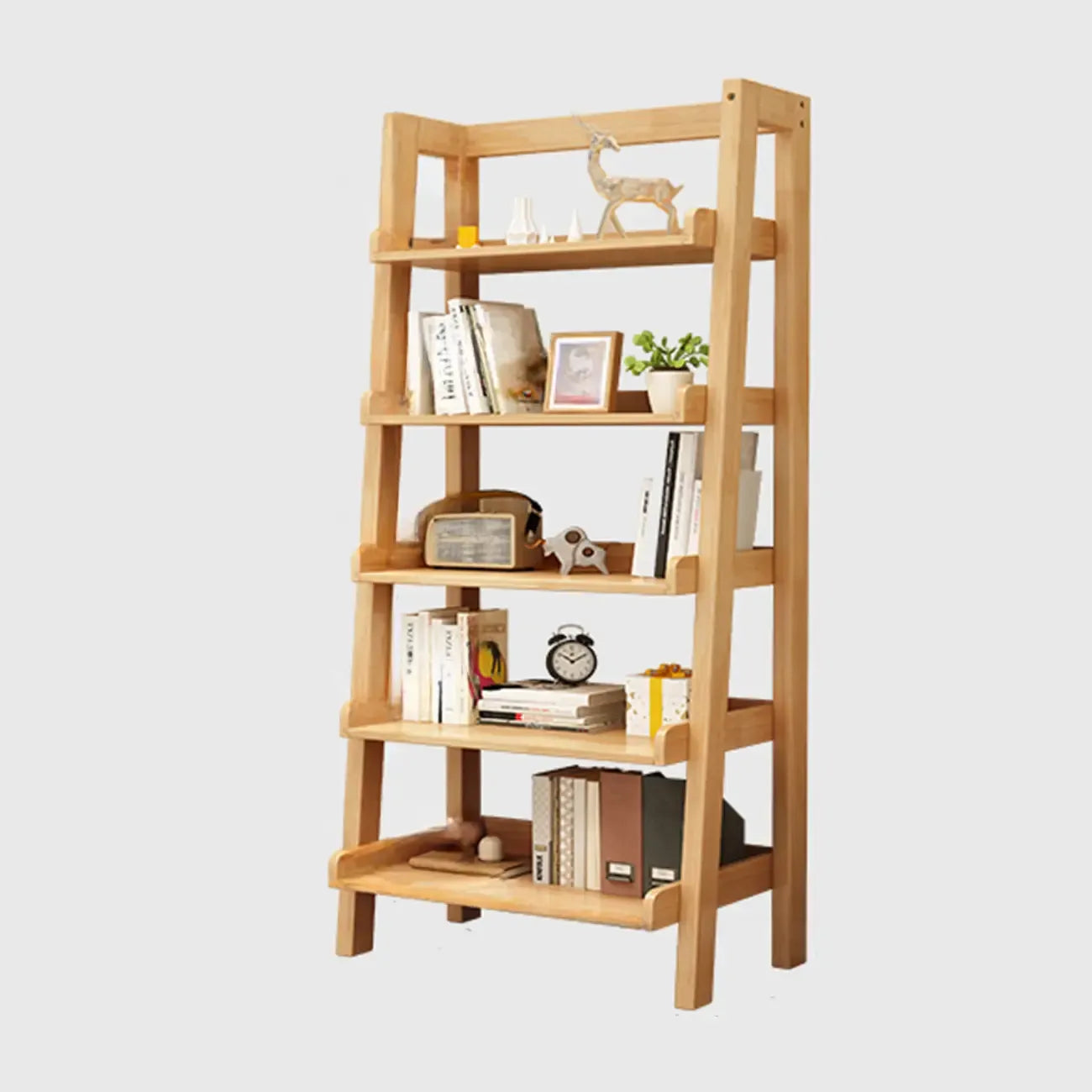 Bibliothèque échelle rectangulaire scandinave en bois à 5 niveaux