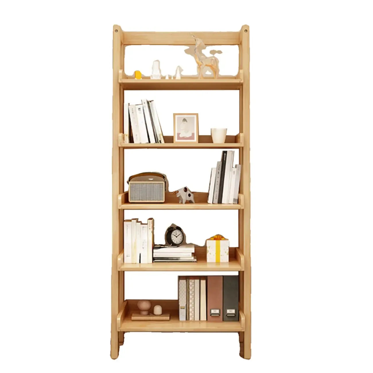 Bibliothèque échelle rectangulaire scandinave en bois à 5 niveaux