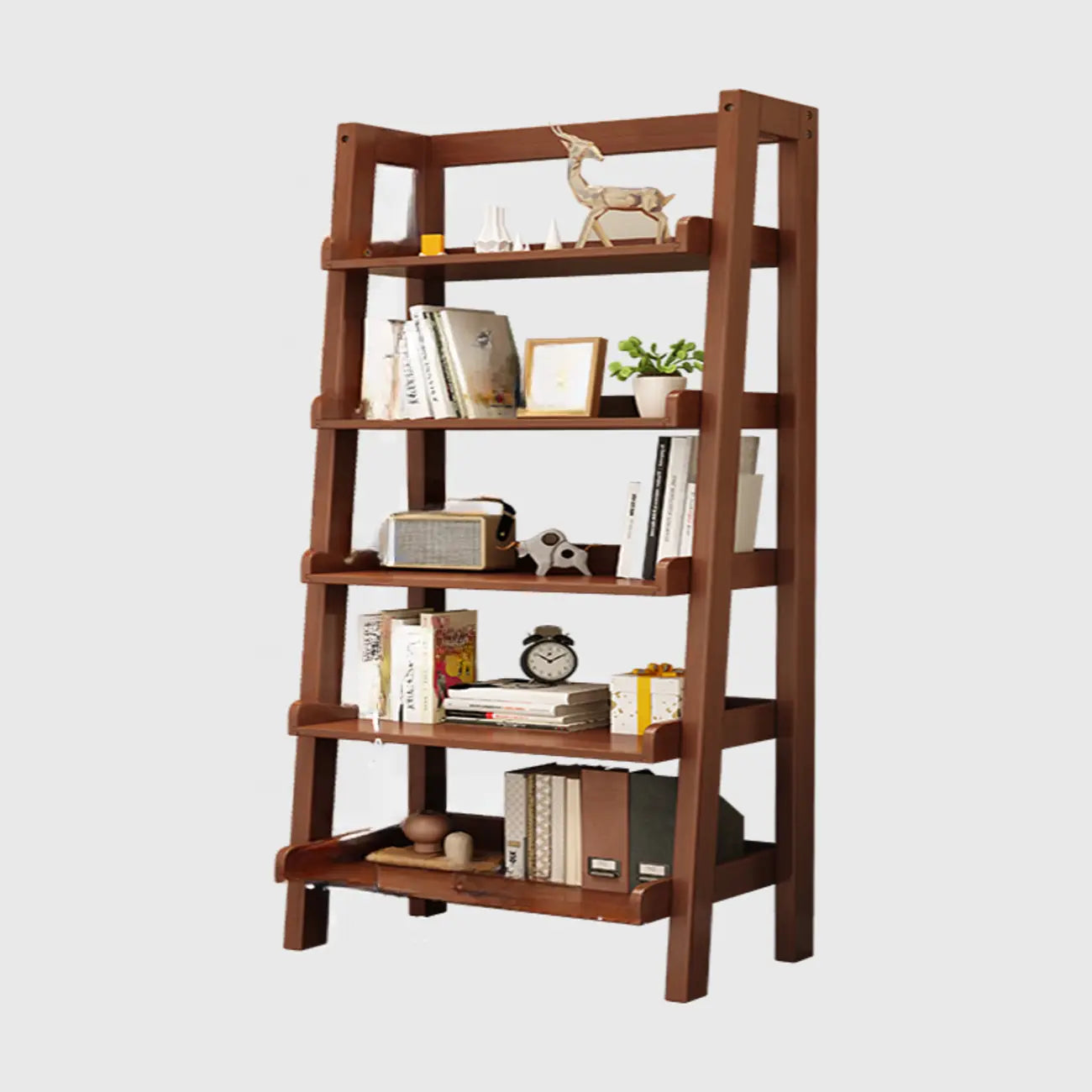 Bibliothèque échelle rectangulaire scandinave en bois à 5 niveaux