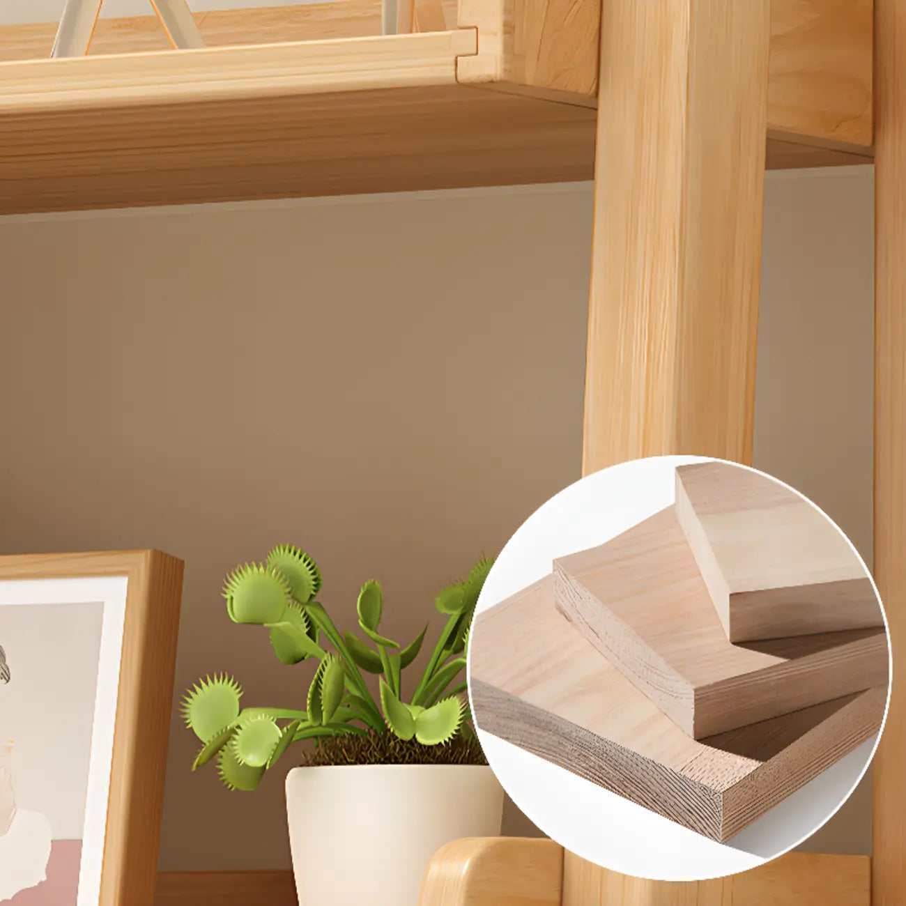 Bibliothèque échelle rectangulaire scandinave en bois à 5 niveaux