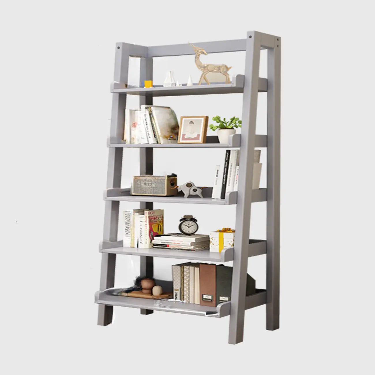 Bibliothèque échelle rectangulaire scandinave en bois à 5 niveaux