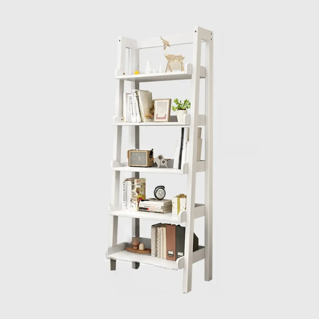Bibliothèque échelle rectangulaire scandinave en bois à 5 niveaux
