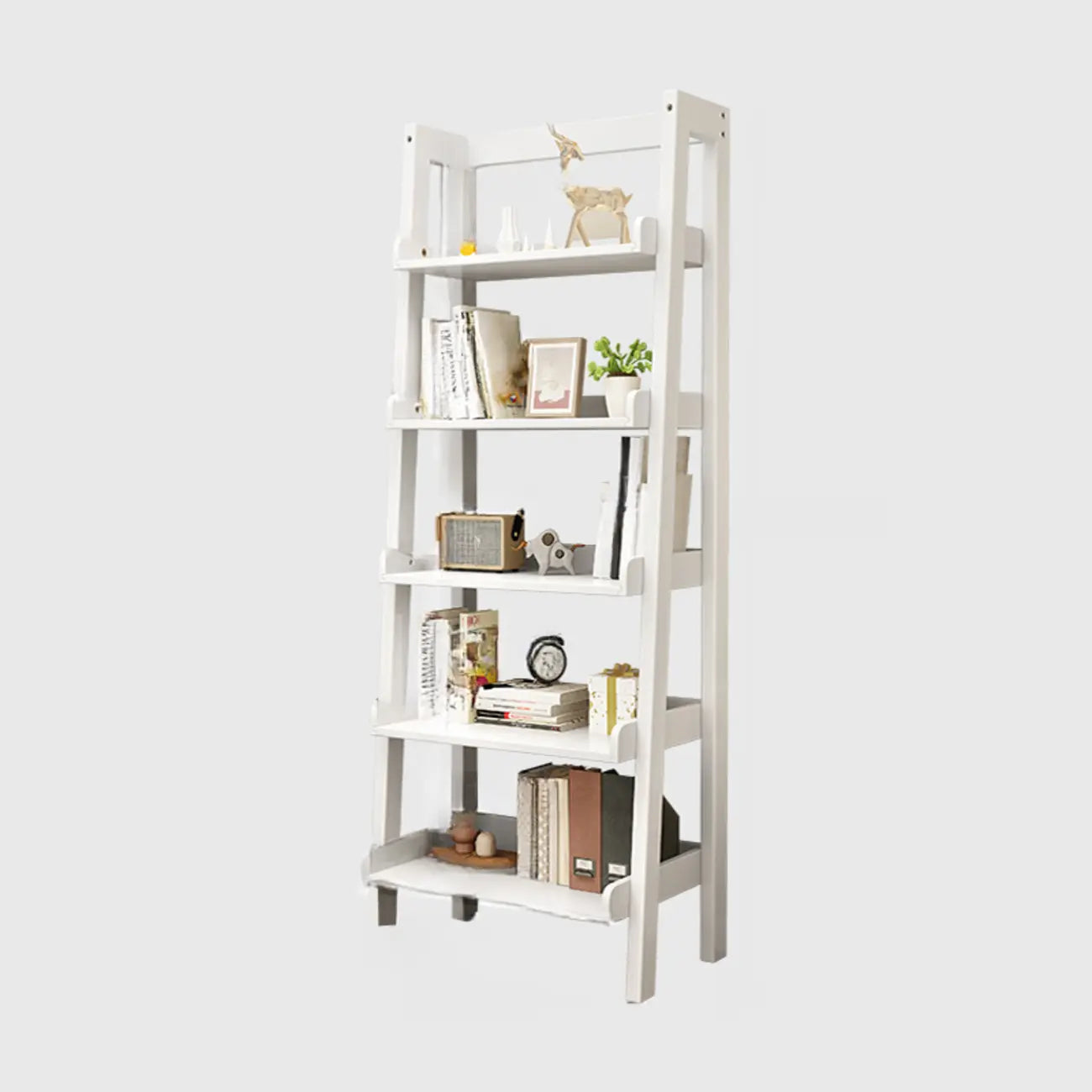 Bibliothèque échelle rectangulaire scandinave en bois à 5 niveaux