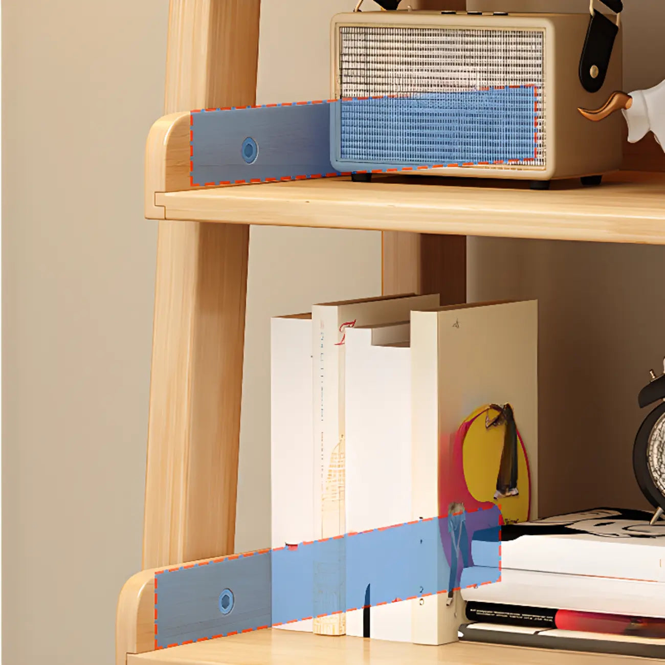 Bibliothèque échelle rectangulaire scandinave en bois à 5 niveaux