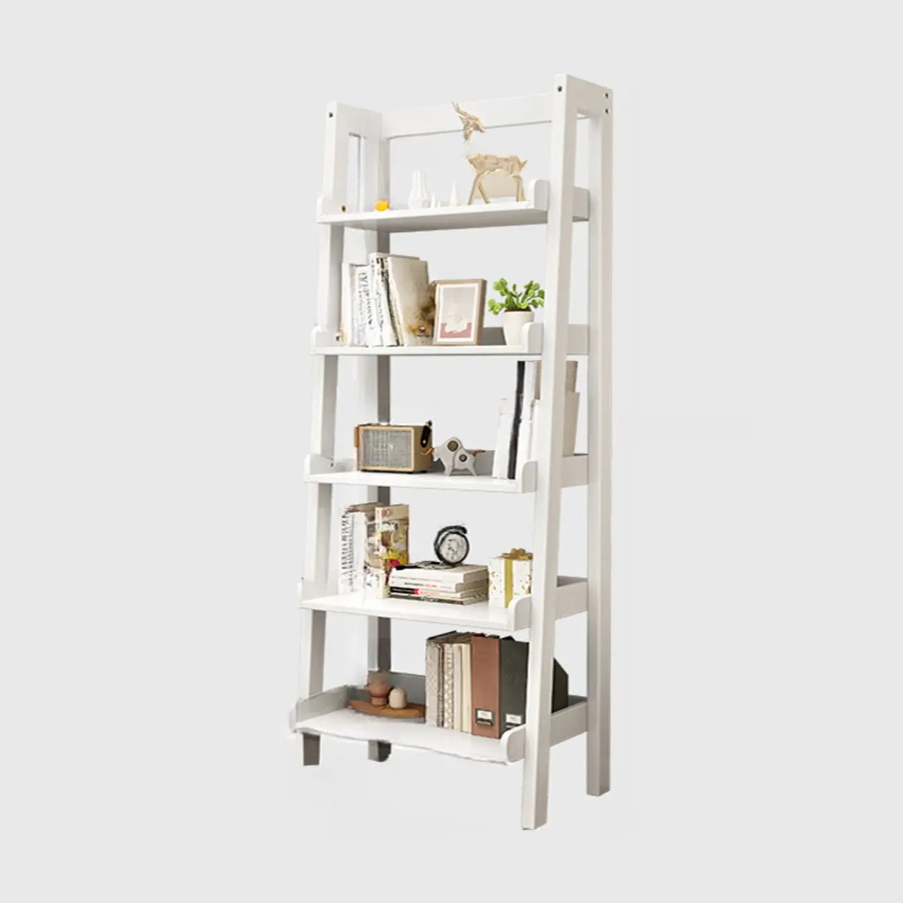 Bibliothèque échelle rectangulaire scandinave en bois à 5 niveaux
