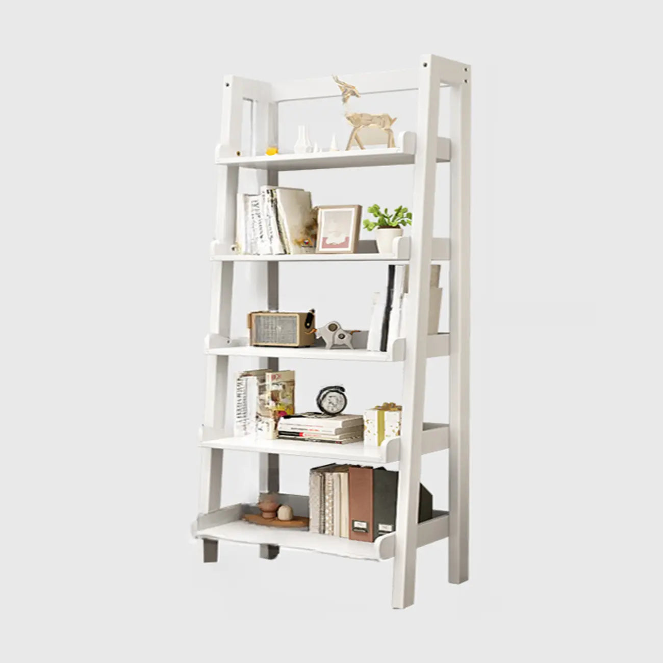 Bibliothèque échelle rectangulaire scandinave en bois à 5 niveaux